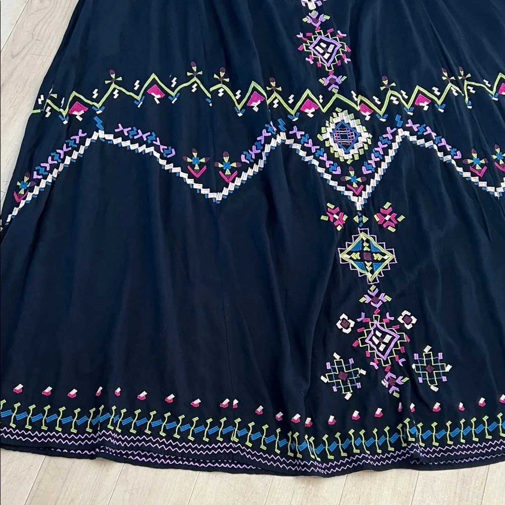 Anthropologie Black Maxi Dress with Colorful Embroidery - Picture 3 of 10